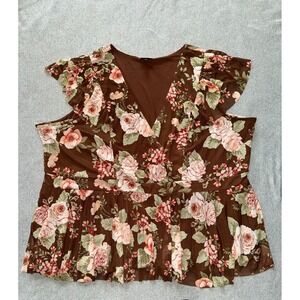 Torrid Blouse‎ Womens Multicolor Short Sleeve Floral Size 5